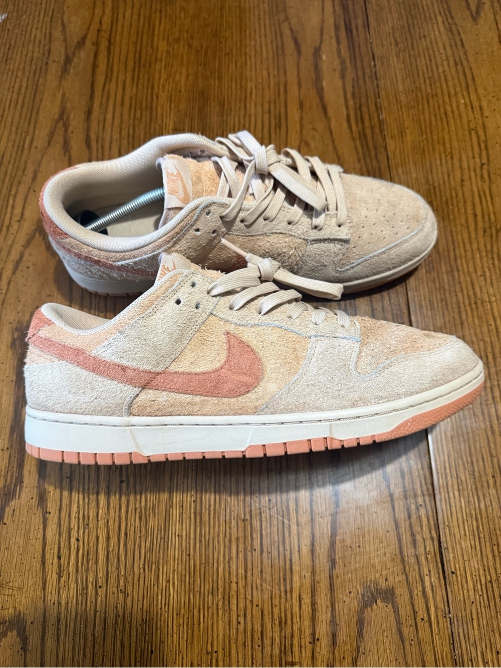 Nike Women's Dunk Low HF5075-287 Burnt Sunrise Sneakers in shimmer/amber brown.